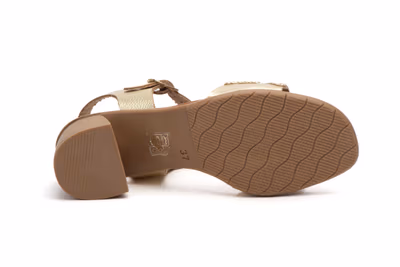 Sandalias Mujer Piel Platino Fantasia Tacón Hebilla - 4