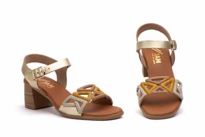 Sandalias Mujer Piel Platino Fantasia Tacón Hebilla