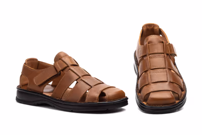 Sandalias Hombre Piel Texas Camel Route 83