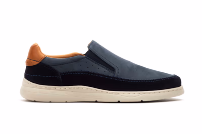 Men's Casual Navy Nubuck Leather Shoes with Elastic Nautic Blue ref. R83-2625 - 3