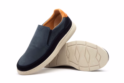 Men's Casual Navy Nubuck Leather Shoes with Elastic Nautic Blue ref. R83-2625 - 5