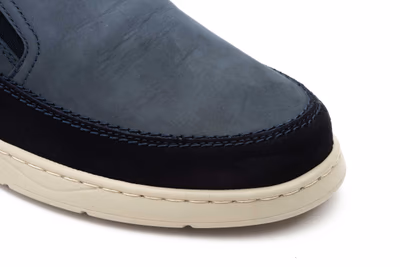 Men's Casual Navy Nubuck Leather Shoes with Elastic Nautic Blue ref. R83-2625 - 6