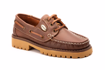 Chaussures Nautiques Enfant Lacets Cuir Marron Élégance ref. 713 - 2