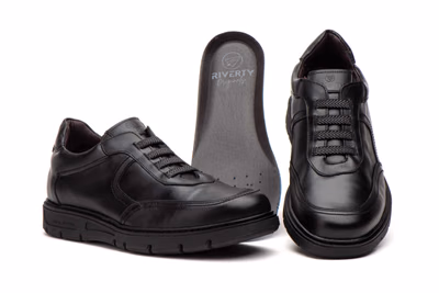 Zapatos Hombre Piel Negro Elásticos Plantilla Extraible