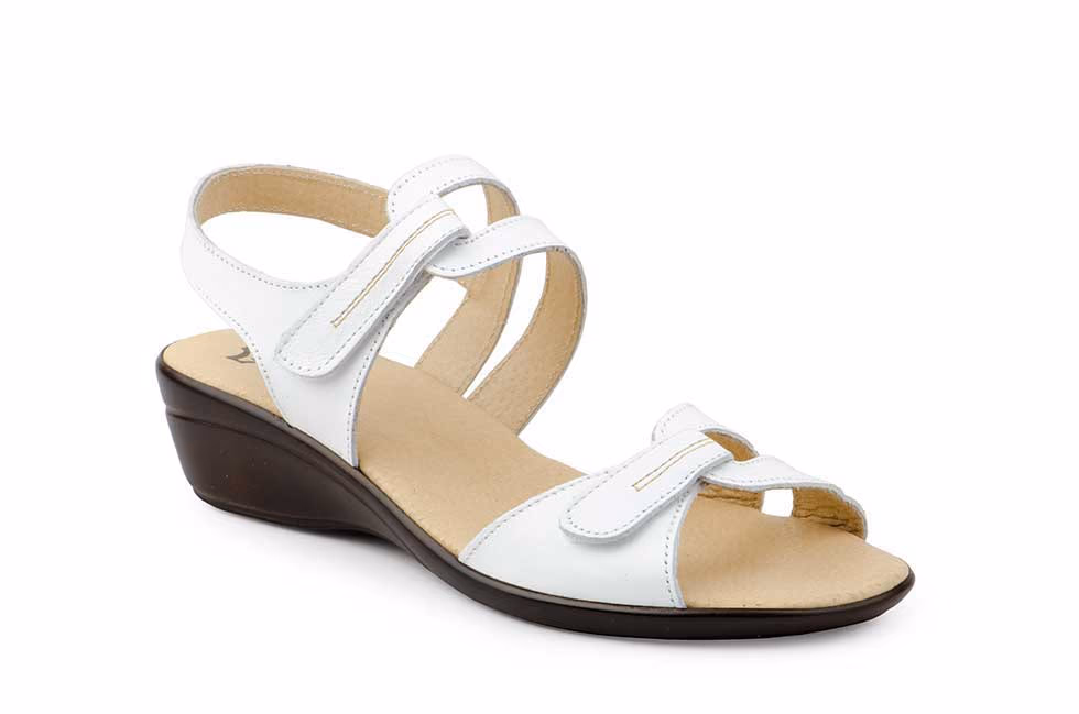 Sandalias Mujer Piel Blanco Cuña
