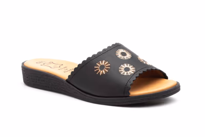 Sandalia Mujer Piel Negro Pala  - 2