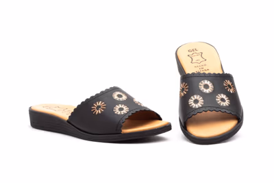 Sandalia Mujer Piel Negro Pala 