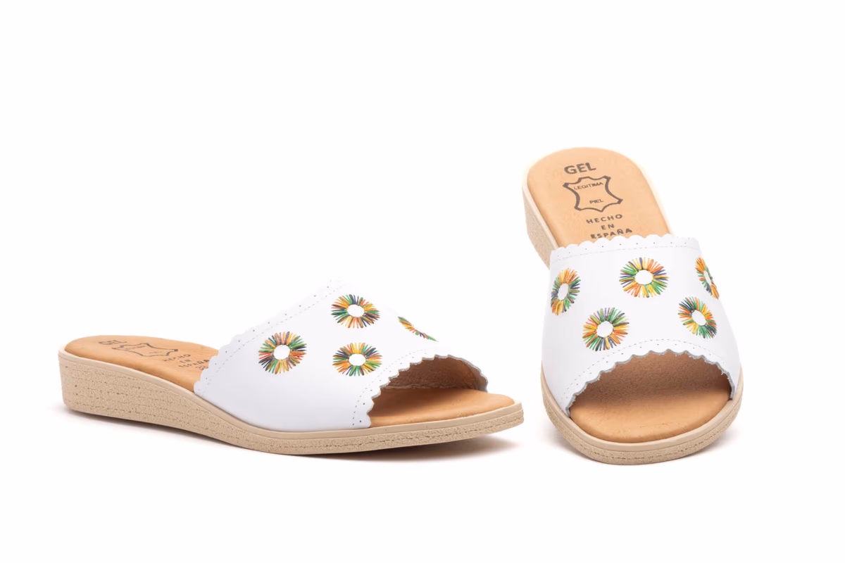 Sandalia Mujer Piel Blanco Pala