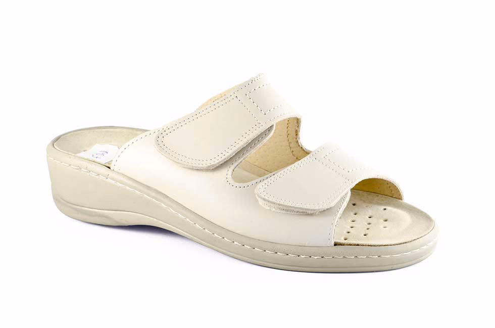 Zueco Anatómico Mujer Piel Beig Plantilla Extraíble Velcro