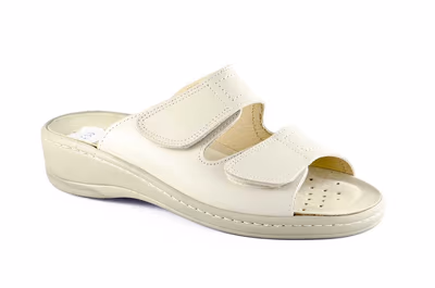 Zueco Anatómico Mujer Piel Beig Plantilla Extraíble Velcro