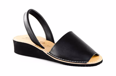 Ibicencas Menorquina Mujer Piel Negro Cuña