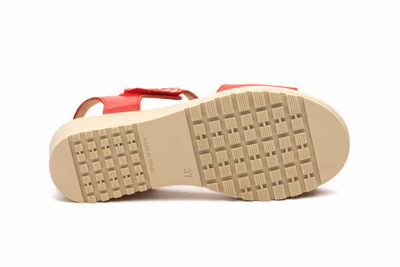 Women's Leather Sandals Red Multi Adhesive Strap Alto Estilo ref. AE-1651 - 4