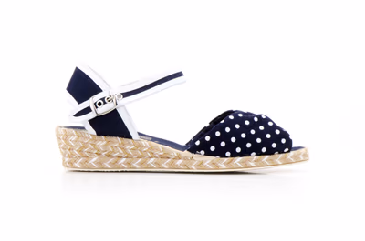 Yute Mujer Lona Marino Hebilla Lunares Cuña - 2