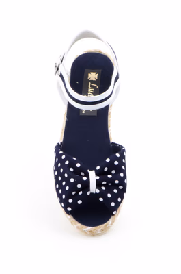 Yute Mujer Lona Marino Hebilla Lunares Cuña - 4