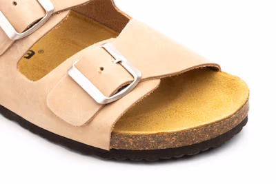 Women's Bio Sandal Taupe Leather Double Buckle Morxiva ref. MX-8200 - 6
