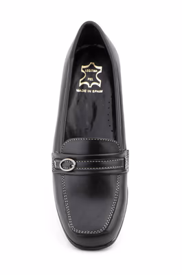 Zapatos Mujer Piel Negro Cuña Mocasín - 2