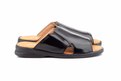 Sandalia Hombre Piel Negro Elásticos - 6