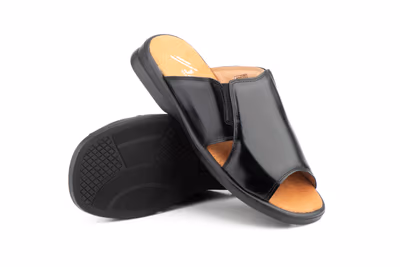 Sandalia Hombre Piel Negro Elásticos - 9