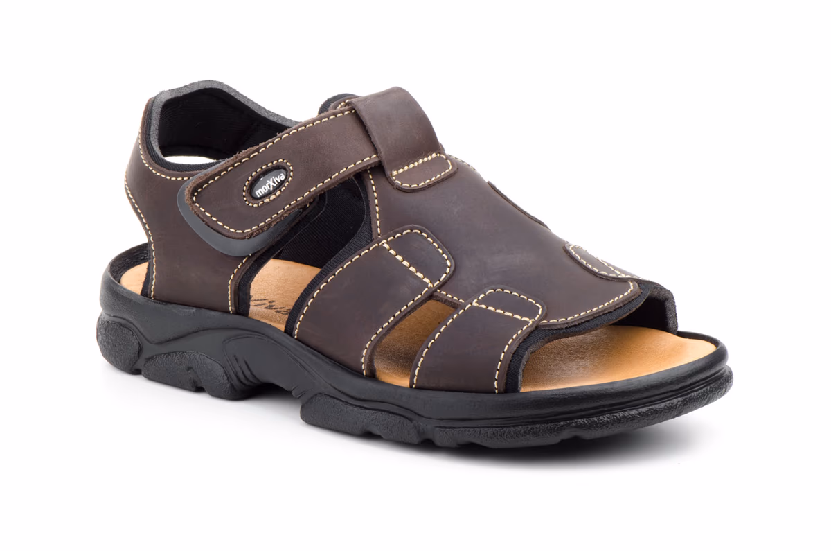 Sandalias Californiana Bio Hombre Piel Marrón Morxiva