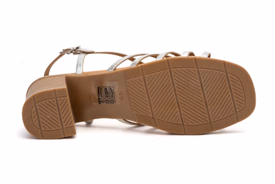 Women's Sandals Silver Straps Wood Heel Gel Insole Buckle Closure JAM ref. SS-2642 - 4