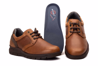 Chaussures Homme Cuir Marron Combiné Lacets Semelle Intérieure Amovible Riverty ref. RV-667 - 1