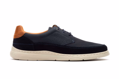 Navy Taupe Men's Casual Leather Lace-up Shoe Nautic Blue ref. R83-2604 - 3