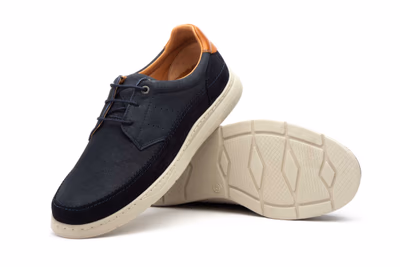 Navy Taupe Men's Casual Leather Lace-up Shoe Nautic Blue ref. R83-2604 - 5