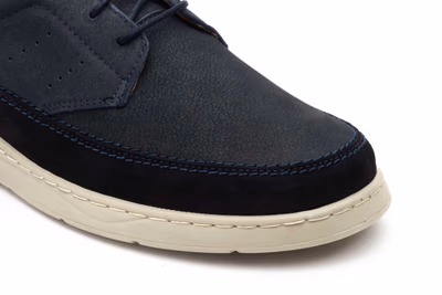 Navy Taupe Men's Casual Leather Lace-up Shoe Nautic Blue ref. R83-2604 - 6