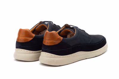 Navy Taupe Men's Casual Leather Lace-up Shoe Nautic Blue ref. R83-2604 - 7