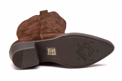 Bottes Femme Cuir Velours Marron Broderie Cavalière Nautic Blue ref. NB-STELLA-8265 - 4