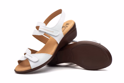 Sandalias Mujer Piel Blanco Cuña Alto Estilo ref. 454 - 5