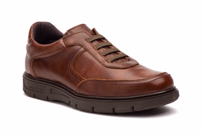 Herrenschuhe Leder Cognac Elastisch Herausnehmbare Einlegesohle Riverty ref. RV-620 - 2