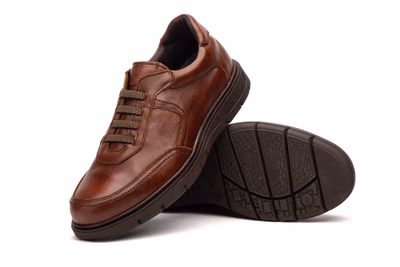 Herrenschuhe Leder Cognac Elastisch Herausnehmbare Einlegesohle Riverty ref. RV-620 - 5