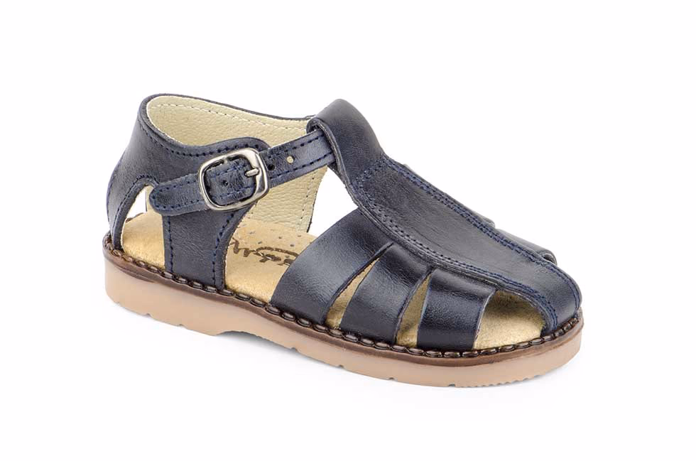 Sandalias Niño Piel Vaquetilla Marino Hebilla