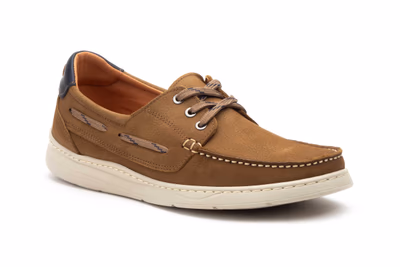 Men's Casual Nautical Shoe Nobuck Leather Taupe Lace-up Nautic Blue ref. R83-2607 - 2
