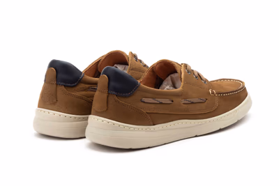 Men's Casual Nautical Shoe Nobuck Leather Taupe Lace-up Nautic Blue ref. R83-2607 - 6