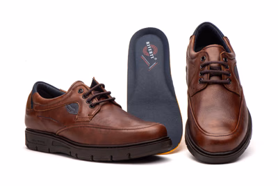Men's Cognac Leather Lace-Up Shoes with Removable Insole Riverty ref. RV-618 - 1