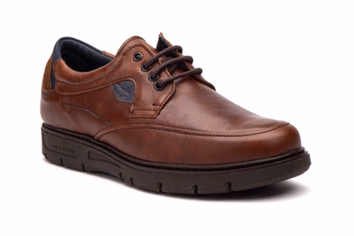 Men's Cognac Leather Lace-Up Shoes with Removable Insole Riverty ref. RV-618 - 2