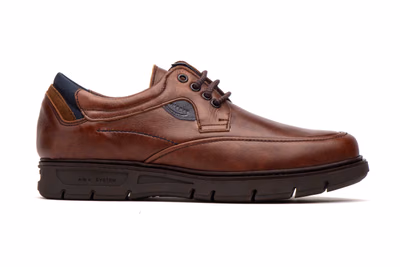 Men's Cognac Leather Lace-Up Shoes with Removable Insole Riverty ref. RV-618 - 3