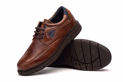 Men's Cognac Leather Lace-Up Shoes with Removable Insole Riverty ref. RV-618 - 5