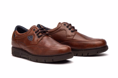 Men's Cognac Leather Lace-Up Shoes with Removable Insole Riverty ref. RV-618 - 6
