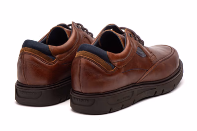 Men's Cognac Leather Lace-Up Shoes with Removable Insole Riverty ref. RV-618 - 7