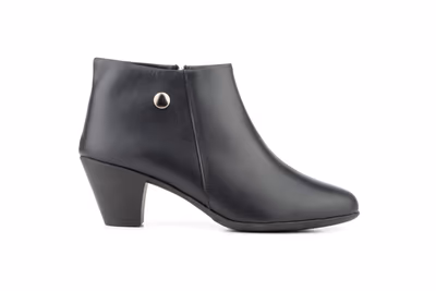 Botines Mujer Piel Negro Tacón Cremallera - 3