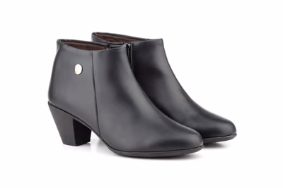Botines Mujer Piel Negro Tacón Cremallera - 5