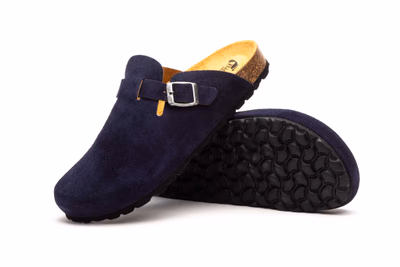 Zuecos Unisex Juliet Piel Serraje Marino Piso Bio Hebilla Biocomfort ref. BC-7379 - 5