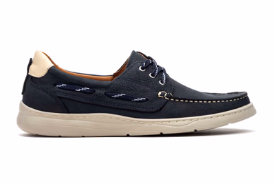 Men's Casual Boat Shoe Navy Nobuck Leather Laces Route 83 ref. R83-2607 - 3
