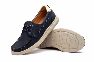 Men's Casual Boat Shoe Navy Nobuck Leather Laces Route 83 ref. R83-2607 - 5