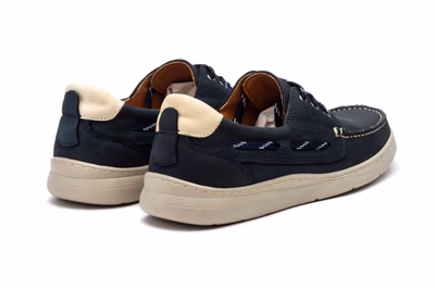 Men's Casual Boat Shoe Navy Nobuck Leather Laces Route 83 ref. R83-2607 - 6