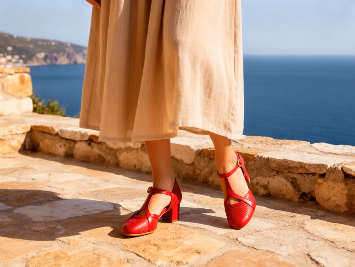 Red Leather Women's Shoes JAM ref. GV-7417 - 7