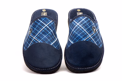 Zapatillas Casa Hombre Cuadros Marino Escudo Ciervo